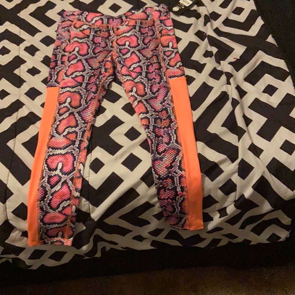 Snake Skin Pink and White Leggings with Pockets